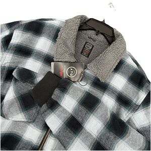 New‎ Wrangler ATG Flannel Shirt Jacket Sherpa Lined Mens XLT  Blue Plaid Zipper
